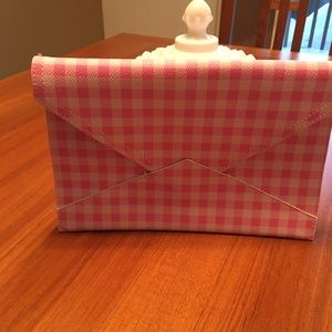 NWT pink/white envelope clutch
